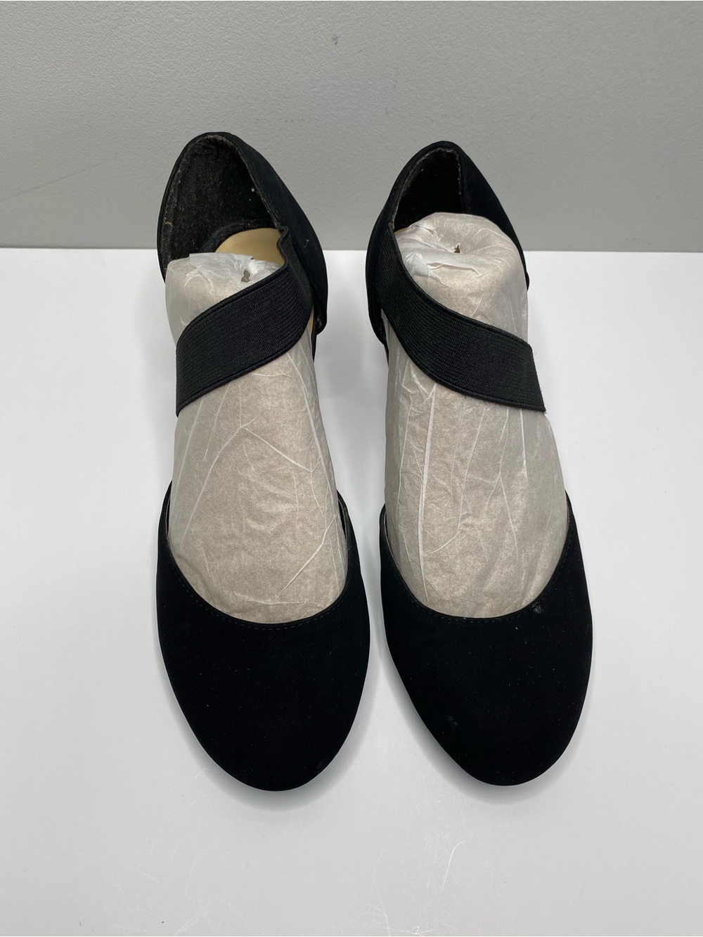 Black Platform Mary Jane Pumps with Elastic Strap